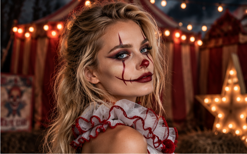 Maquillaje de payaso siniestro para Halloween