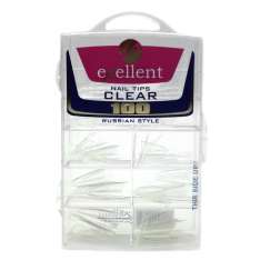Exellent Nail Tips Clear Russian Style | Uñas Postizas Transparentes Estilo Ruso 100 Uds.