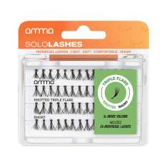 Amma SoloLashes Knotted Short Pestañas Postizas Individuales de Fibra Sintética Vegana x3 Volumen 56 Uds