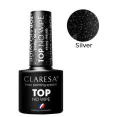 Claresa Top Coat No Wipe Glitter Plata 5ml