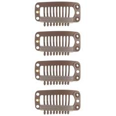 Eurostil Bolsa de 4 Clips Grandes para Extensiones Color Marrón 3,2CM