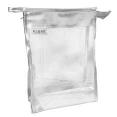 Neceser Transparente con Bordes Plateados