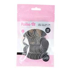 Pollié Pack de Limas Pulidoras Para Pedicura Redondas 25MM 100uds