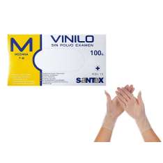 Santex Guantes de Vinilo Sin Polvo Examen 100 unidades Mediano