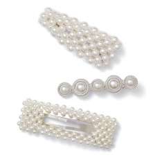 Schwarzkopf Pack de 3 Pinzas con Perlas Blancas